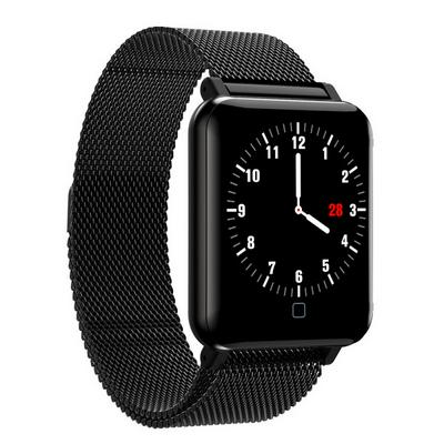 M19 Smart Clock Heart Rate Blood Pressure Oxygen Monitor OLED Screen Bluetooth Sport Smartwatch Stainless Steel Band - Black