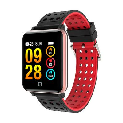 M19 Smart Clock Heart Rate Blood Pressure Oxygen Monitor OLED Screen Bluetooth Sport Smartwatch - Red