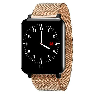 M19 Smart Clock Heart Rate Blood Pressure Oxygen Monitor OLED Screen Bluetooth Sport Smartwatch Stainless Steel Band - Gold