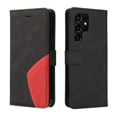 For Samsung Galaxy S22 Ultra Double-color Stitching Scratch Resistant Wallet Leather Case 