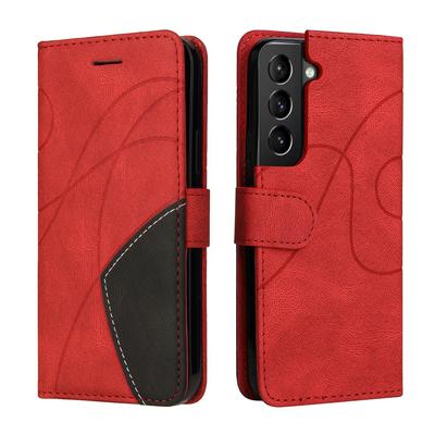 For Samsung Galaxy S22 Plus Double-color Stitching Scratch Resistant Wallet Leather Case 
