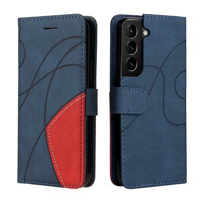 For Samsung Galaxy S22 Double-color Stitching Scratch Resistant Wallet Leather Case 