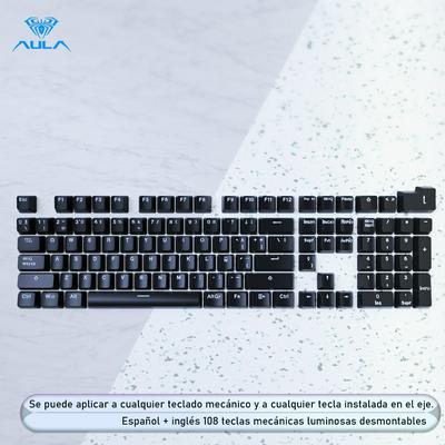 AULA professional Spanish backlit mechanical keyboard keycaps Compatible With MX Switches To Replace DIY Universal Scene Keycaps