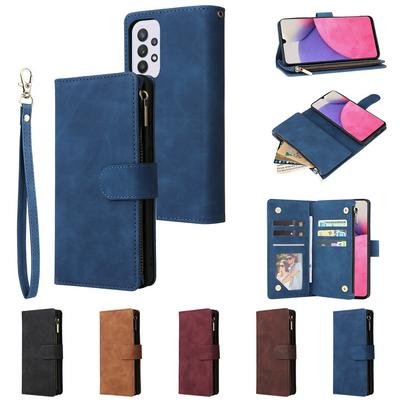 For Samsung Galaxy A33 5G Multi-card Slots Zipper Wallet Style Scratch Resistant PU Leather Phone Case