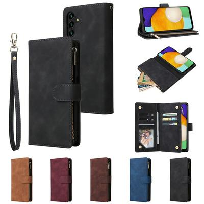 For Samsung Galaxy A13 5G Multi-card Slots Zipper Wallet Style Scratch Resistant PU Leather Phone Case