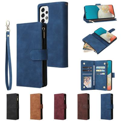 For Samsung Galaxy A53 5G Multi-card Slots Zipper Wallet Style Scratch Resistant PU Leather Phone Case