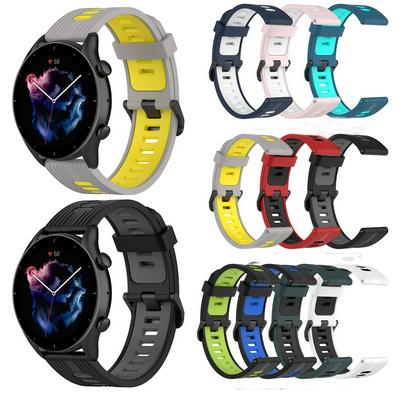 For Amazfit GTR3 GTR3 PRO GTR2 Two-Color Striped Strap Rubber Silicone Wristband Replacement Strap
