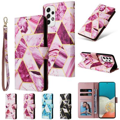 For Samsung Galaxy A53 5G Bronzing Marble Stitching Pattern Scratchproof PU Leather+TPU Wallet Phone Case