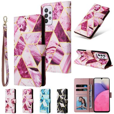 For Samsung Galaxy A33 5G Bronzing Marble Stitching Pattern Scratchproof PU Leather+TPU Wallet Phone Case