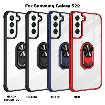 Sergeant Acrylic Shock Absorption and Anti-fall PC+TPU Phone Case with Metal Ring Kickstand and Metal Patch for Samsung Galaxy S22