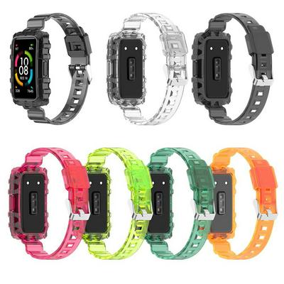 Suitable for Huawei band 6 watch glacier transparent strap, glory bracelet 6 one-piece armor transparent strap