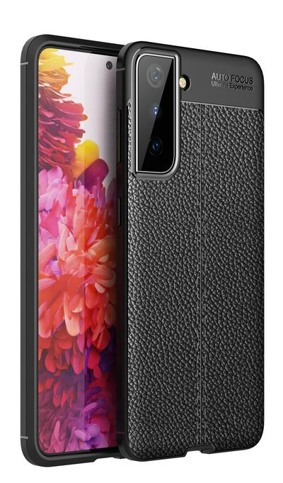 For Samsung Galaxy S22 Plus Lychee Pattern Shock Absorption Anti-drop Business Soft TPU Back Cover Case