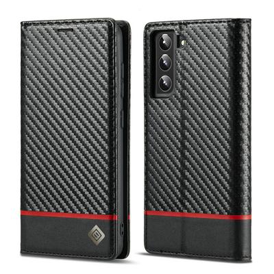 For Samsung Galaxy S22 Carbon Fiber Pattern Anti-fall Folio Flip Leather Case with Card Slots