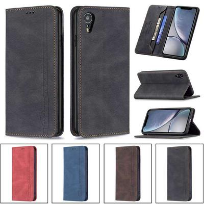 For iPhone XR 6.1 Magnetic Closure Anti-Theft Brush Protection BF08 Style PU Leather Phone Case 