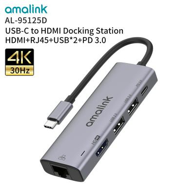 Amalink Docking Station USB Type C To HDMI &amp; RJ45 Compatible Adapter With Multi USB Ports PD 3.0 For Laptop By Macfactory.store