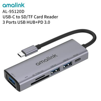Amalink Type C to 5 Ports Dock 1XUSB 3.0 1XSD/TF Card Reader 2XUSB 2.0 1XPD 3.0 for Macbook Surface Samsung By Macfactory.store