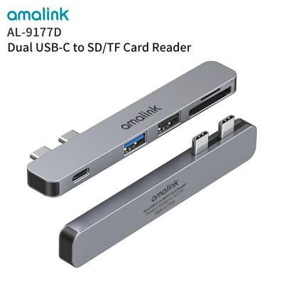 Amalink Dual USB C Hub 4 in 1 Dock for MacBook Pro/Air 2018-2020 with USB 2.0 USB 3.0 SD/TF Card Reader PD 3.0 Macfactory.store