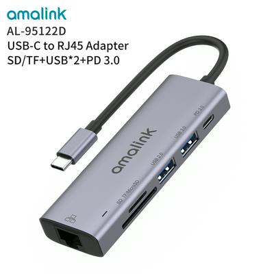 Amalink USB-C to RJ45 Adapter+SD/TF Card Reader Docking Station With 2 Ports USB PD3.0 Hub for Apple HP Samsung Macfactory.store