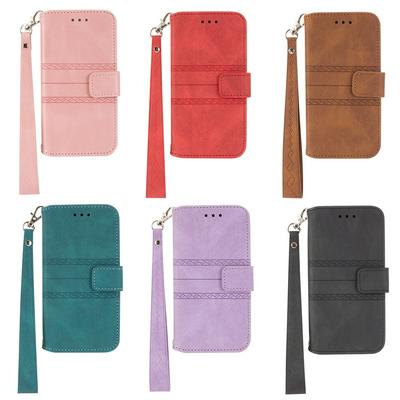 For Samsung Galaxy S22 Plus Solid Color Embossed Scratchproof PU Leather+TPU Wallet Phone Case with Wrist Band 