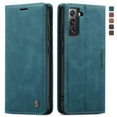For Samsung Galaxy S22 Solid Color Flip Leather Case with Stand & Card Slot Function