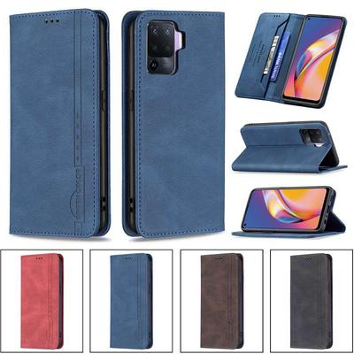 For Oppo A94 4G/F19 Pro Magnetic Closure Anti-Theft Brush Protection BF08 Style PU Leather Phone Case 