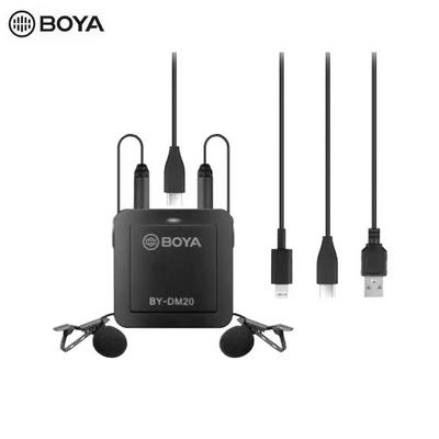 BOYA BY-DM20 Dual Head Lavalier Lapel Microphone Kit Compatible With For Lightning Type-C USB Interface Audio Recording Mic