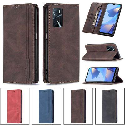 For Oppo A16/A16S/A54S/A55 5G/A53S 5G Magnetic Closure Anti-Theft Brush Protection BF08 Style PU Leather Phone Case 