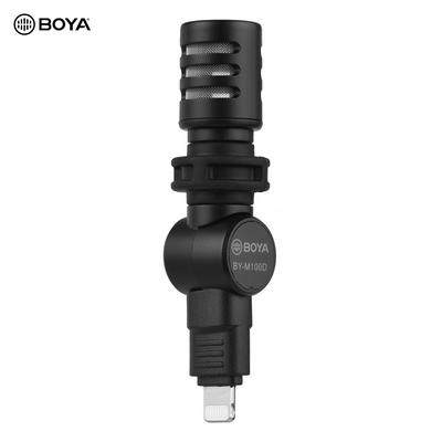 BOYA BY-M100D Mini iOS Microphone Condenser Mic Connector 180° Foldable No Battery Required with Foam Windshield Carrying Bag
