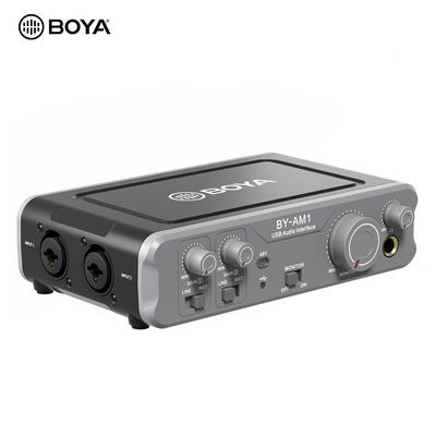 BOYA BY-AM1 Dual-Channel Audio Mixer USB Audio 6.35mm/XLR Combo Inputs 6.35mm Headphone 48V Phantom Power for Audio Recording