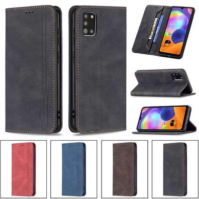 For Samsung Galaxy A31 Magnetic Closure Anti-Theft Brush Protection BF08 Style PU Leather Phone Case 