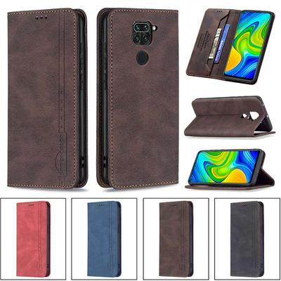 For Xiaomi Redmi Note 9/Redmi 10X 4G Magnetic Closure Anti-Theft Brush Protection BF08 Style PU Leather Phone Case 