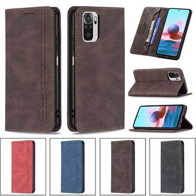 For Xiaomi Redmi Note 10 4G/Note 10S Magnetic Closure Anti-Theft Brush Protection BF08 Style PU Leather Phone Case 