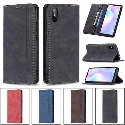 For Xiaomi Redmi 9A Magnetic Closure Anti-Theft Brush Protection BF08 Style PU Leather Phone Case 