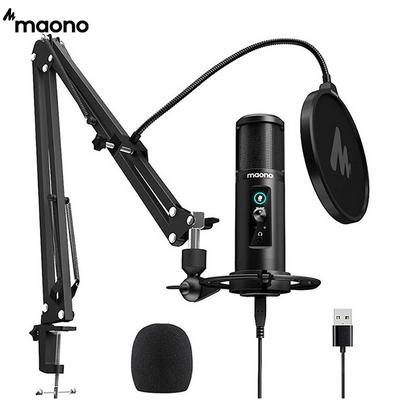 MAONO PM422 USB Microphone Zero Latency Monitoring 192KHZ/24BIT Professional Cardioid Condenser Mic with Touch Mute Button