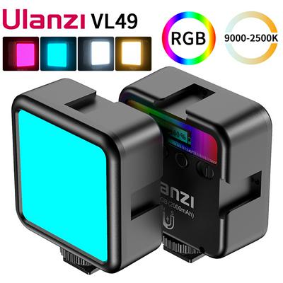 Ulanzi VL49 Full Color Mini RGB LED Video Light 2500K-9000K Magnetic Fill Light Extend 3 Cold Shoe 2000mAh Type-C Port For Vlog