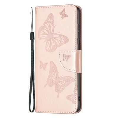 For Samsung Galaxy A33 5G Embossed Double Butterfly Wallet Leather Case with Stand & Card Slots Function