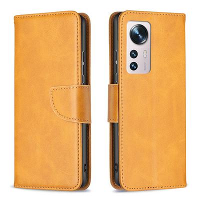 For Xiaomi 12 Solid Color Sheep Pattern Scratch Resistant Wallet Leather Case with Card Slots&Stand Function