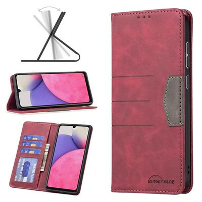 For Samsung Galaxy A33 5G BF10 Stitching Color Scratch Resistant PU Leather Wallet Phone Case with Stand &Card Slots 