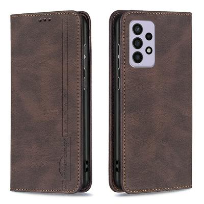 For Samsung Galaxy A33 5G Magnetic Closure Anti-Theft Brush Protection BF08 Style PU Leather Phone Case 