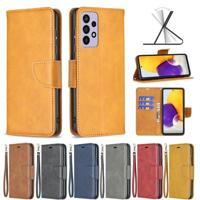 For Samsung Galaxy A73 5G Solid Color Sheep Pattern Scratch Resistant Wallet Leather Case with Card Slots&Stand Function