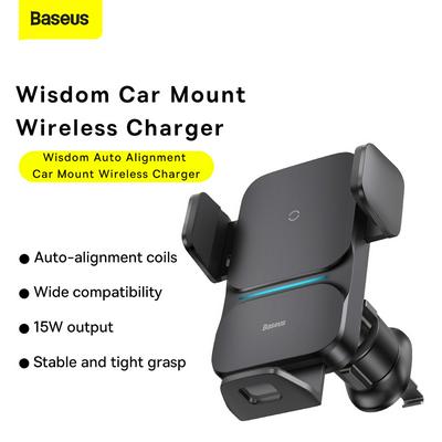 Baseus Wisdom Auto Alignment Car Mount Wireless Charger (QI 15W) (Air Outlet base) Black