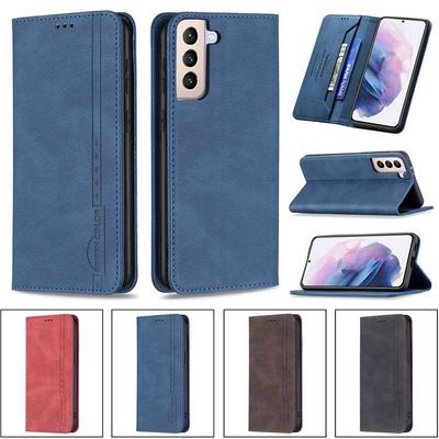 For Samsung Galaxy S21+ 5G Magnetic Closure Anti-Theft Brush Protection BF08 Style PU Leather Phone Case 