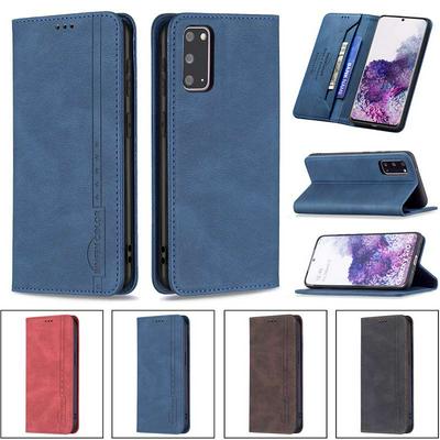 For Samsung Galaxy S20 Magnetic Closure Anti-Theft Brush Protection BF08 Style PU Leather Phone Case 