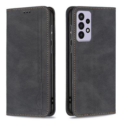 For Samsung Galaxy A73 5G Magnetic Closure Anti-Theft Brush Protection BF08 Style PU Leather Phone Case 