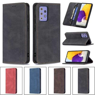 For Samsung Galaxy A72 5G Magnetic Closure Anti-Theft Brush Protection BF08 Style PU Leather Phone Case 
