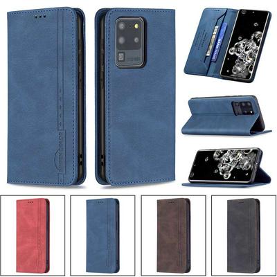 For Samsung Galaxy S20 Ultra Magnetic Closure Anti-Theft Brush Protection BF08 Style PU Leather Phone Case 