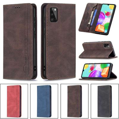 For Samsung Galaxy A41 Magnetic Closure Anti-Theft Brush Protection BF08 Style PU Leather Phone Case 