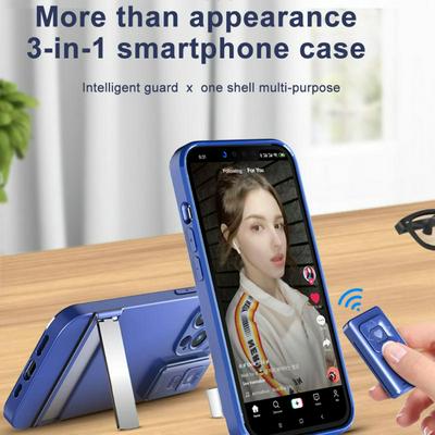For IPHONE 13 3 in 1 Smart Phone Case With Remote Control Phone Stand Bluetooth Self-timer Novel Page Turning