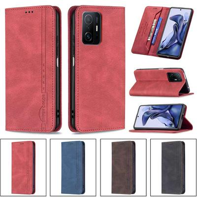 For Xiaomi 11T/11T Pro Magnetic Closure Anti-Theft Brush Protection BF08 Style PU Leather Phone Case