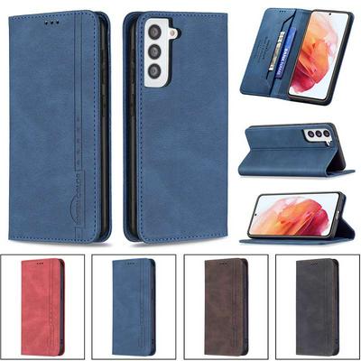 For Samsung Galaxy S21 5G  Magnetic Closure Anti-Theft Brush Protection BF08 Style PU Leather Phone Case 